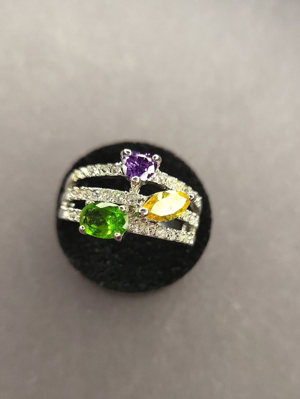 Elegant Multi-Stone Silver Ring